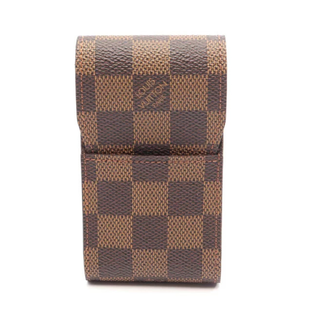 Louis Vuitton Etui Cigarette Damier Ebene Brown Accessory Leather Brown